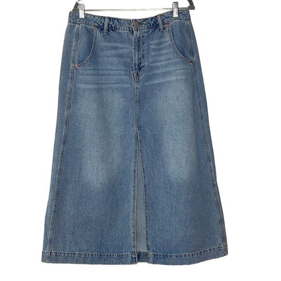 FRYE Front-Slit Seamed Denim Midi Skirt Size 30/10 NWT - Picture 2 of 9